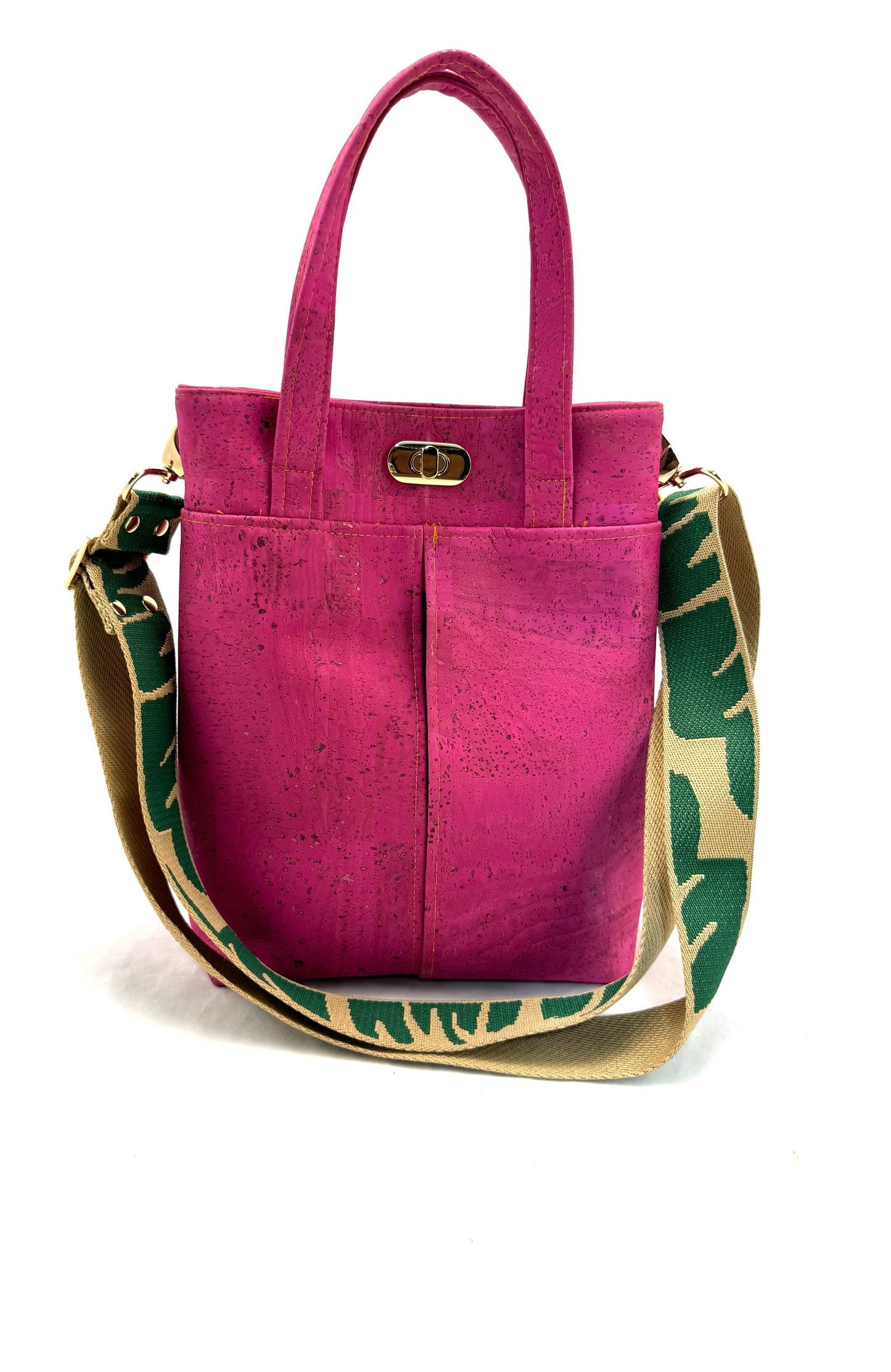 Elise Crossbody Pink  with Green strap