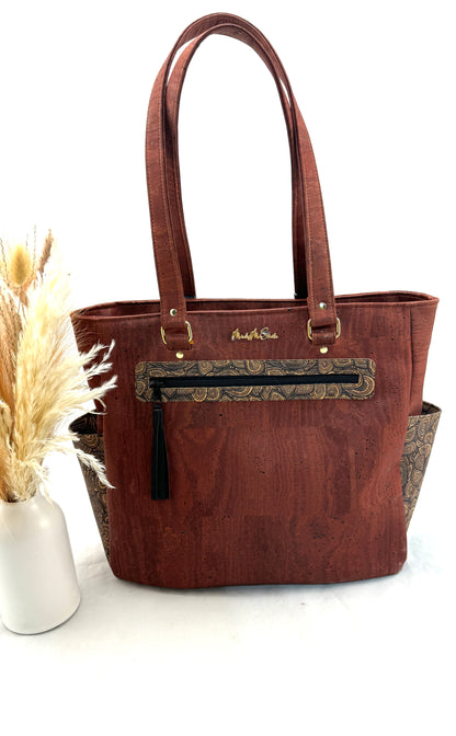 Temesha Large Tote- Brick Red